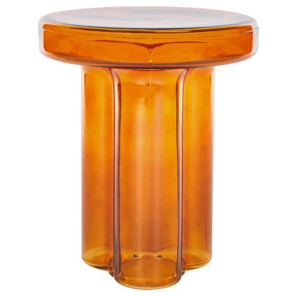 SAFAVIEH Patterson 15 in. Orange Round Glass End Table