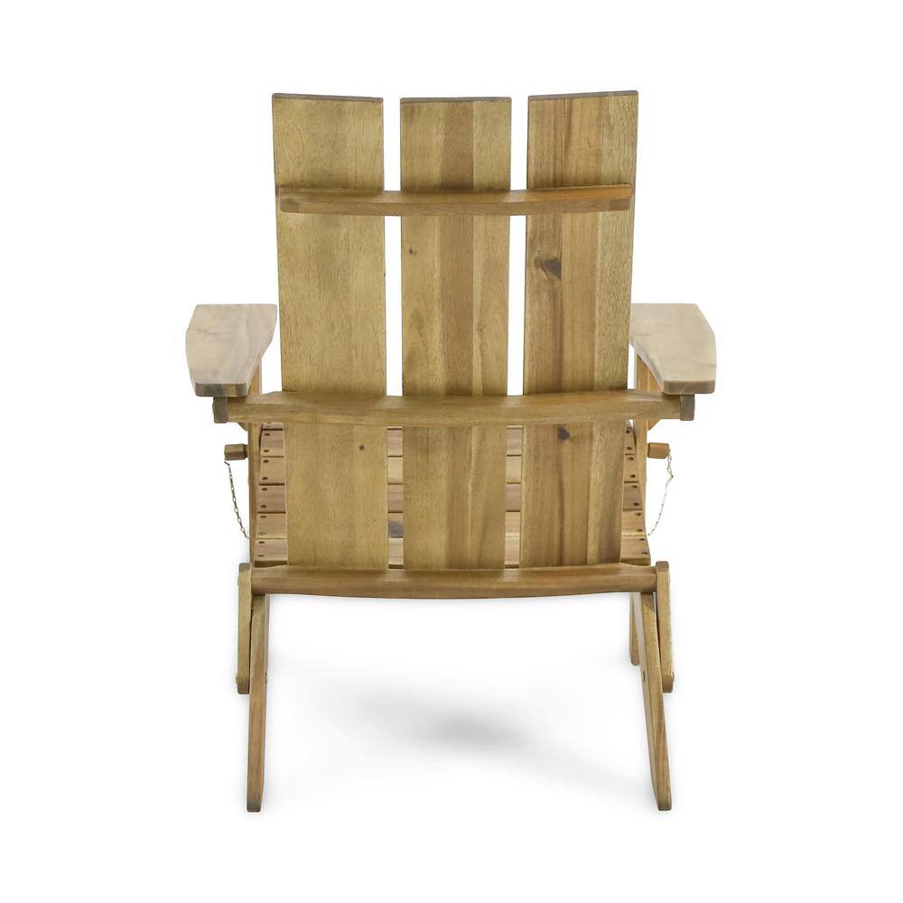 Natural Stained Medium Brown Wood Foldable Adirondack Chair