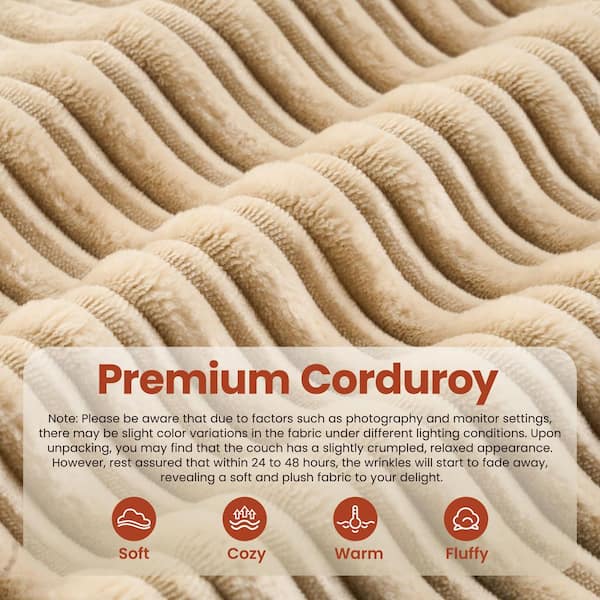 Allwex TOTO 112 in. Wide Arm 2-Piece Modern Plush Corduroy L-Shape