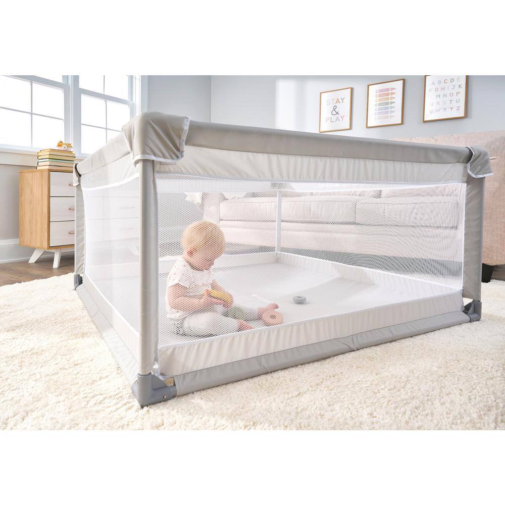 Gray Mesh Portable Soft Sided Baby Playpen