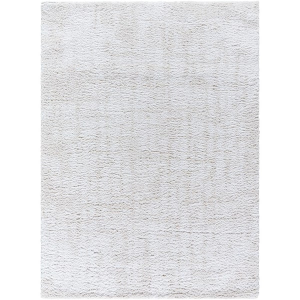 Sacramento Shag White/Beige Modern 5 ft. x 7 ft. Indoor Area Rug