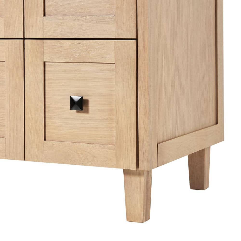 Monroe 42" Light Oak Freestanding Vanity Cabinet with Black Hardware