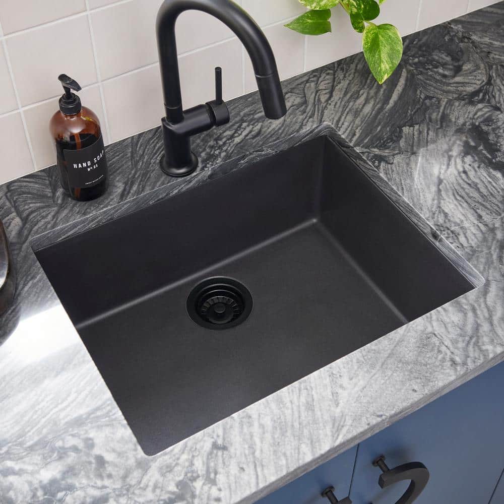 Midnight Black Granite Composite Single Bowl Kitchen Sink