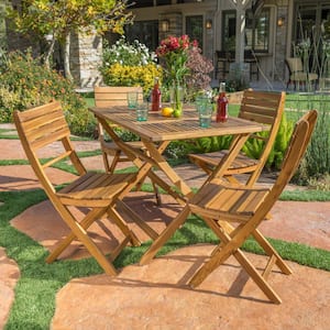 Positano Natural 5-Piece Wood Outdoor Dining Set