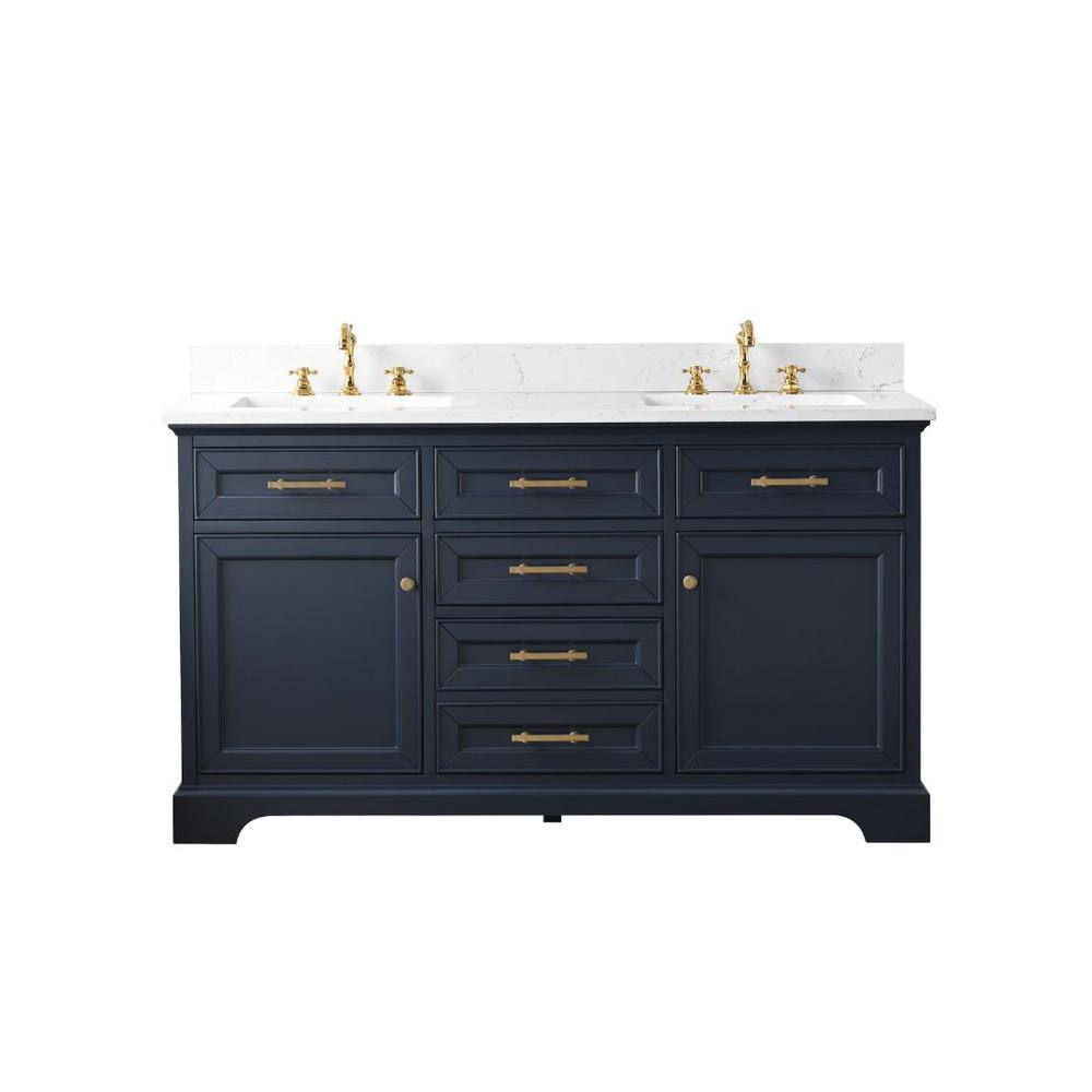 Indigo Blue Double Vanity with Carrara White Top