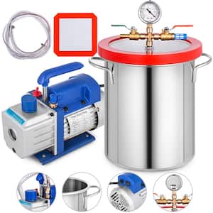 Vacuum Pump Chamber Kit 3 CFM Vacuum with Degassing Chamber 3 Gal. Single Stage Stainless Steel for Home AC Auto Repair