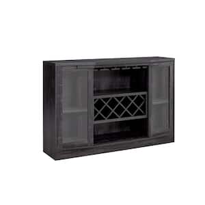 Home Source Jill Zarin Espresso Bar Cabinet with Curved Glass Doors