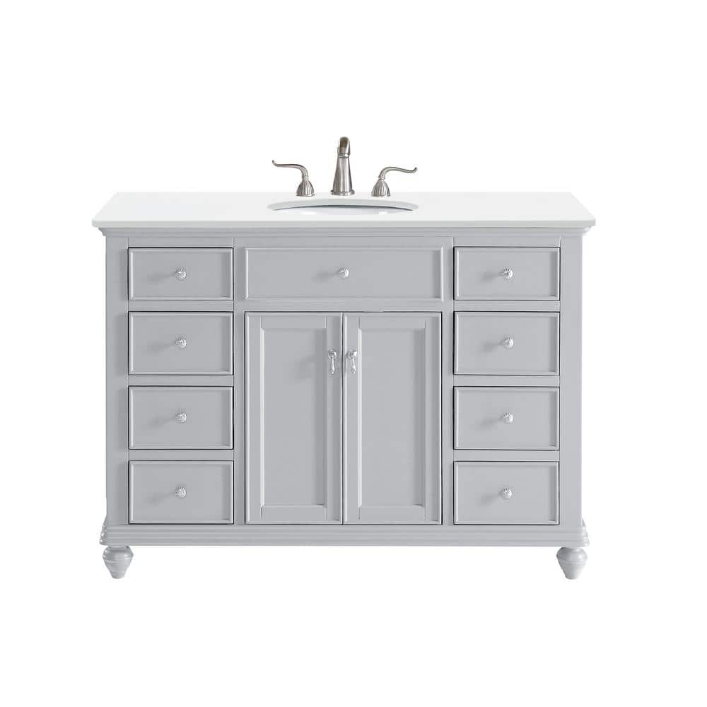 Simply Living 48 in. W x 21 in. D x 35 in. H Bath Vanity in Grey with Ivory