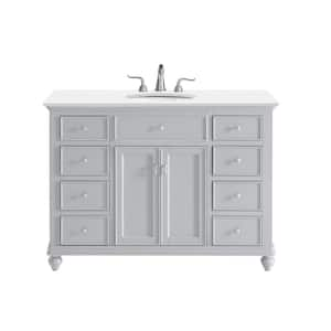 Simply Living 48 in. W x 21 in. D x 35 in. H Bath Vanity in Grey with Ivory White Engineered Marble