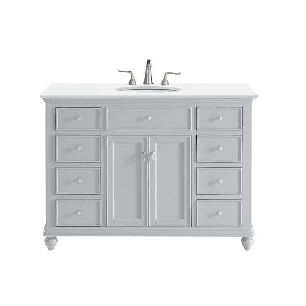 Unbranded Simply Living 48 in. W x 21 in. D x 35 in. H Bath Vanity in Grey with Ivory White Engineered Marble