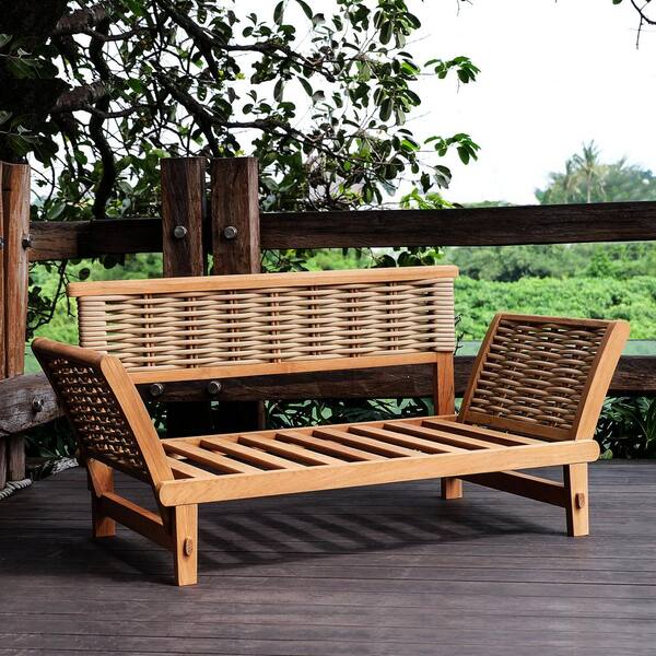 Marcia outdoor wood and wicker online sofa