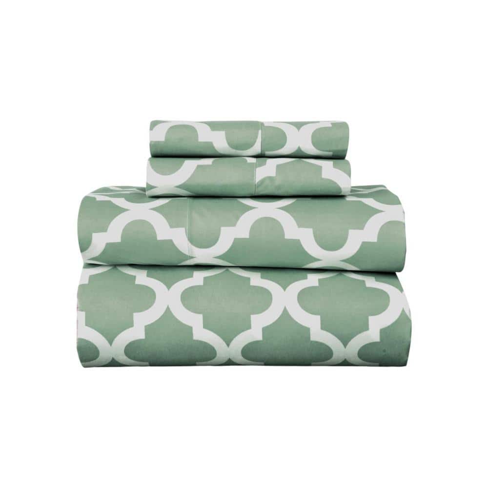 4-Piece Green and White Novelty Microfiber Full Sheet Set price history on PriceWatchPro