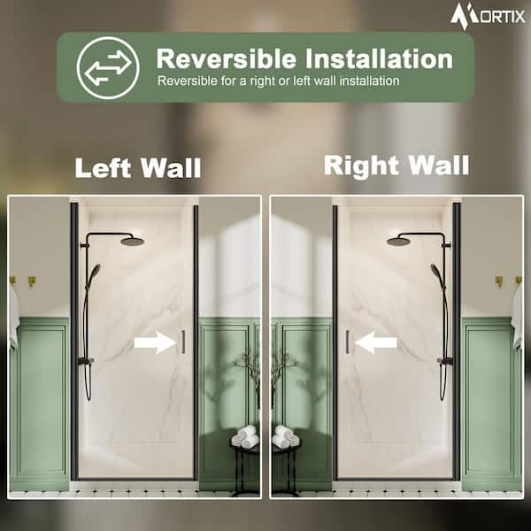 mortix 34 in. W x 72 in. H Pivot Framed Swing Shower Door in