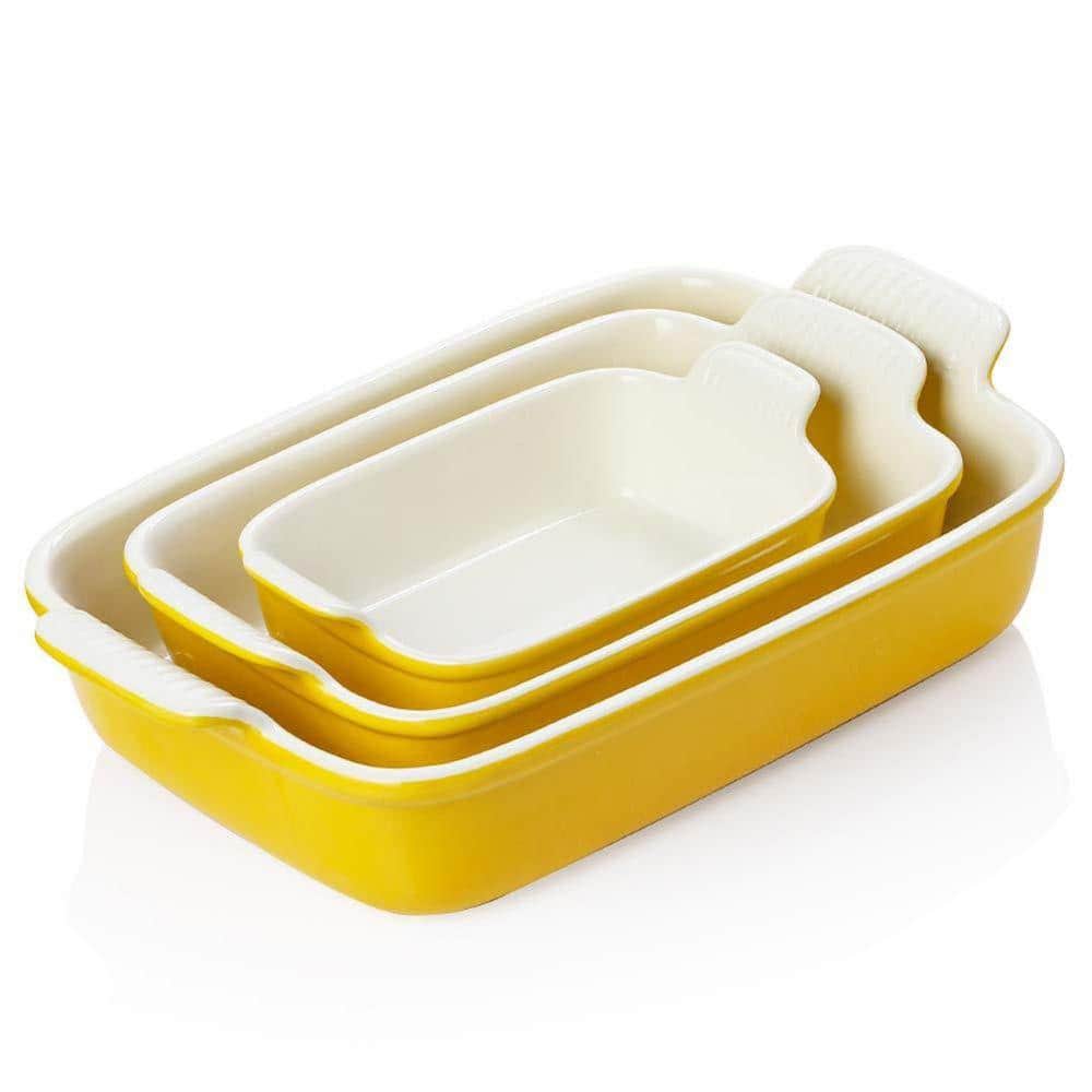 JFVKAF Ceramic Rectangular Baking Dish Set with Double Handles