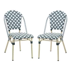 Sovera Green and White Patterned Aluminum Outdoor Dining Chair (Set of 2)