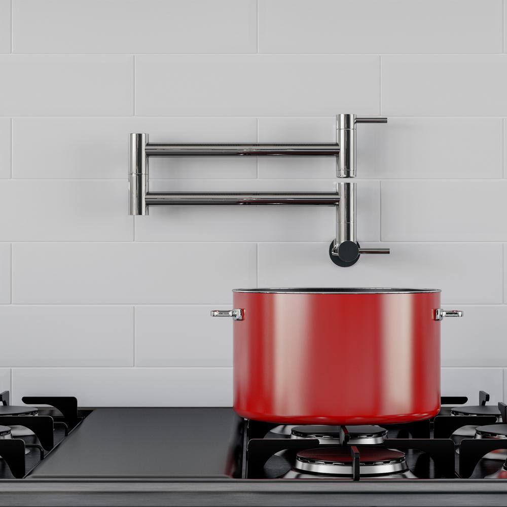 Polished Stainless Steel Wall Mount Pot Filler Faucet