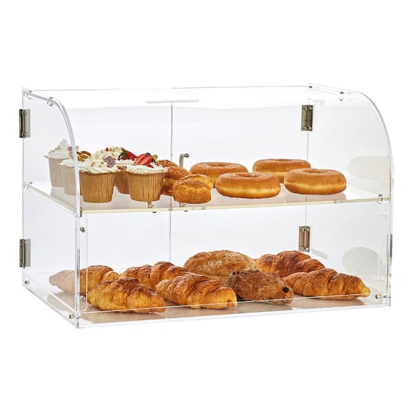 VEVOR Pastry Display Case 2-Tier Commercial Countertop Bakery Display Case 22 x 14 x 14 in. Acrylic Display Box