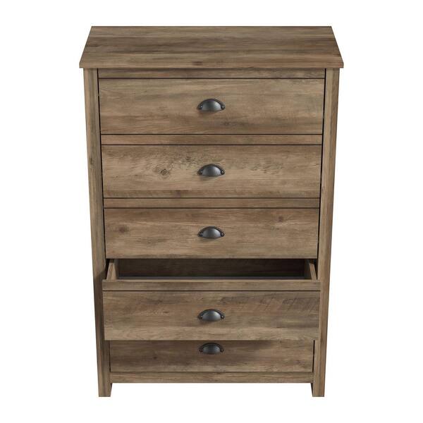 GALANO Layton Dusty Gray Oak 5-Drawer 31.5 in. Wide Chest of
