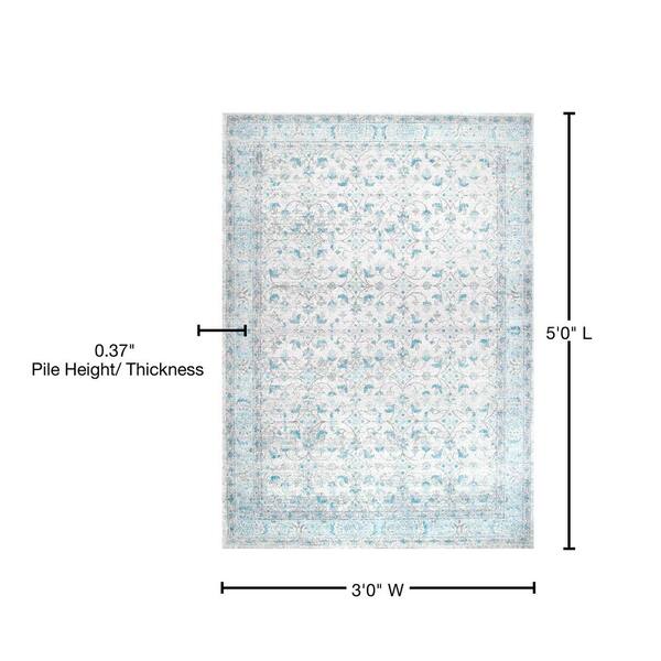 nuLOOM Rio Vintage Aqua Doormat 3 ft. x 5 ft. Area Rug