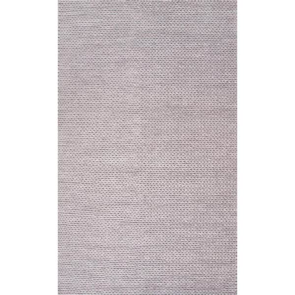 nuLOOM Caryatid Chunky Woolen Cable Light Gray Doormat 3 ft. x 5 ft. Area Rug