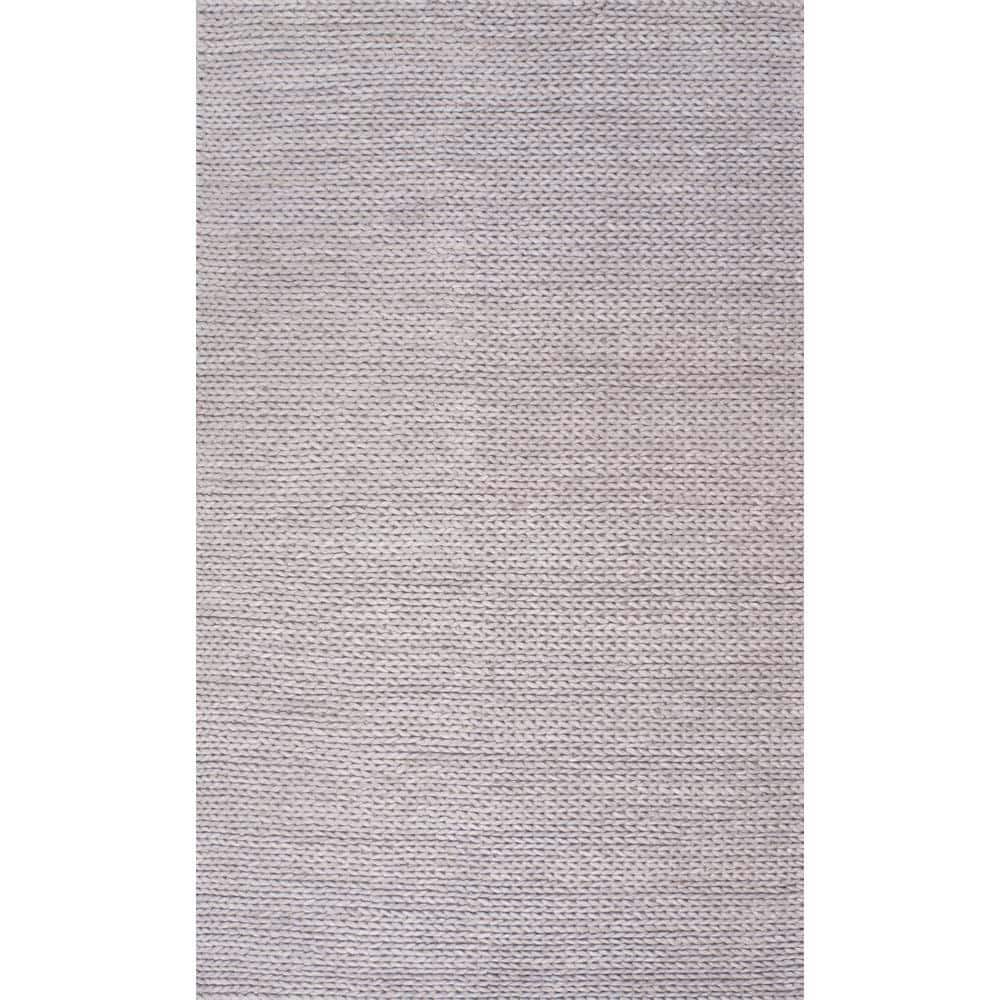 Handmade Light Gray Wool Blend Braided Rectangular Rug 6' x 9'