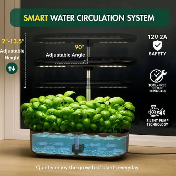 N/A 14-Pod Hydroponic Growing System w/LED Grow Light, LCD Display