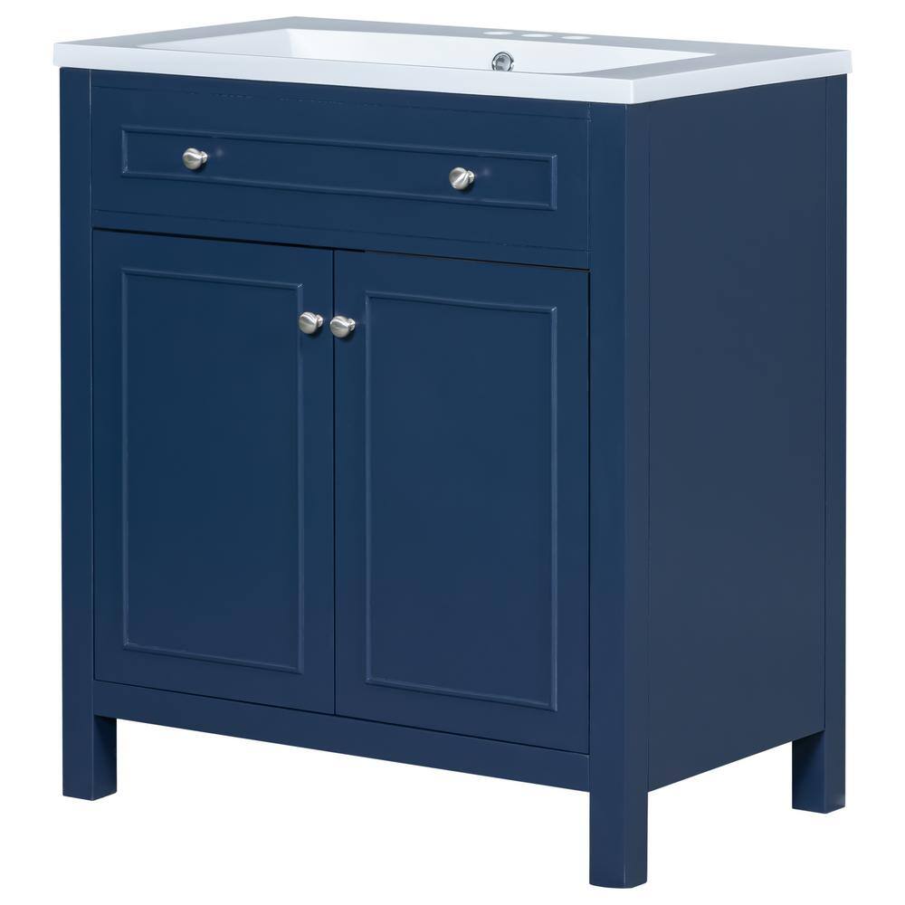 30 in. W x 18 in. D x 34 in. H Blue Linen with Bathroom Vanity