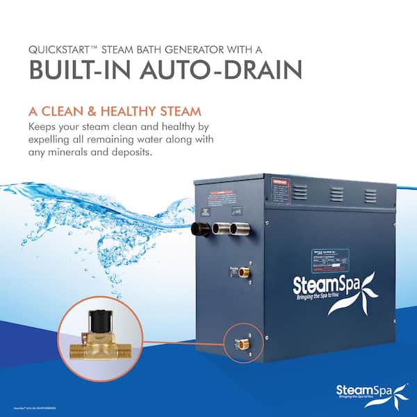 Oasis 10.5kW QuickStart Steam Bath Generator Package with Built-In Auto Drain in Polished Brushed Nickel Oasis 10.5kW QuickStart Steam Bath Generator Package with Built-In Auto Drain in Polished Brushed Nickel