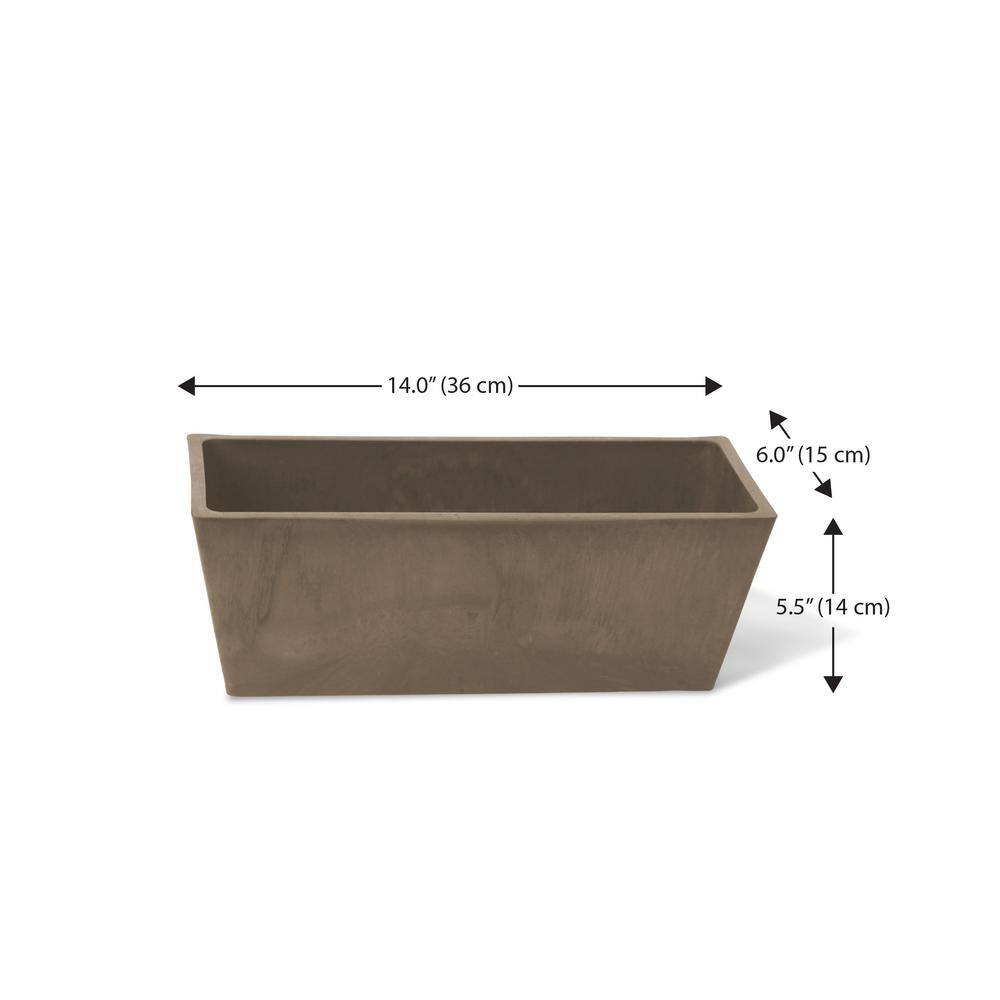 Taupe Rectangular Composite Resin Outdoor Planter Set