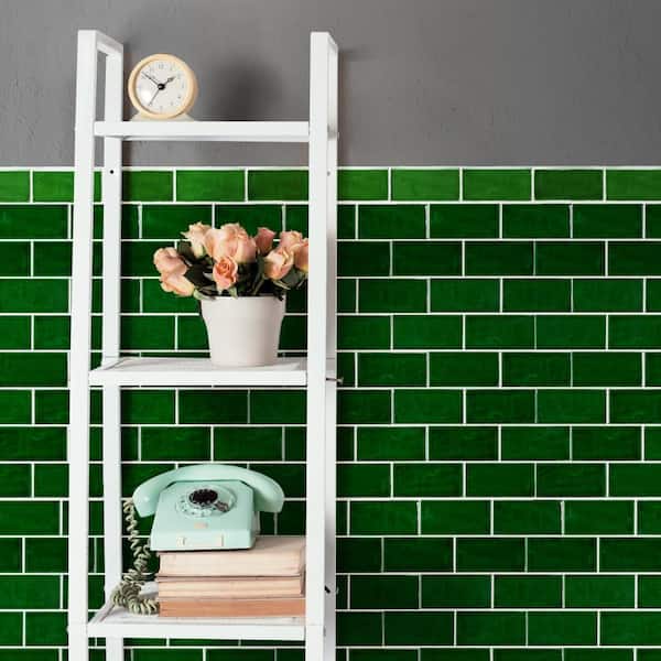 Viva Antic Verde 3 in. x 6 in. Glossy Ceramic Wall Tile Trim (3.0 sq. ft. /Pack)