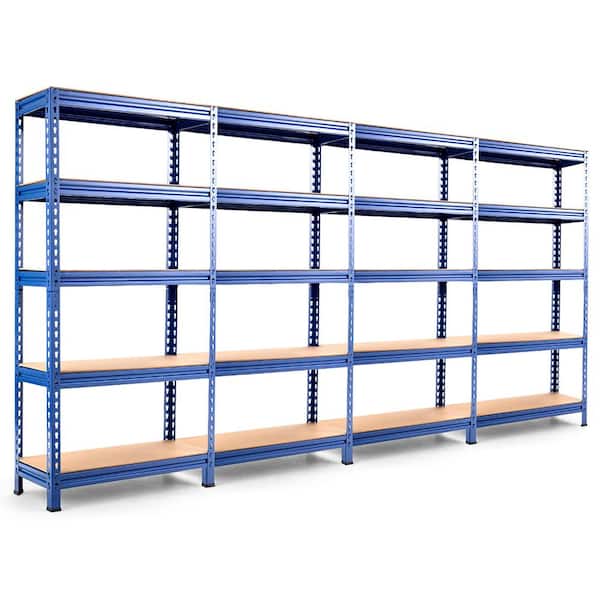 Blue 5-Tier Metal Storage Shelves 60 in. Adjustable Shelves (4-Pieces)