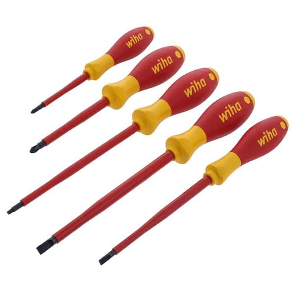 Insulated SoftFinish Slotted Phillips Square Screwdriver Set (5-Piece)