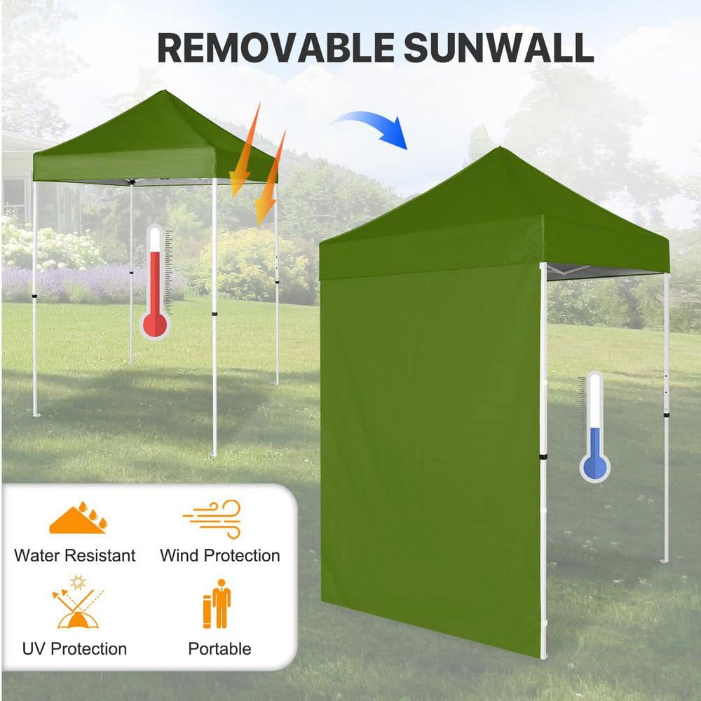 Grass Green 5x5 Outdoor Portable Canopy Tent with White Frame