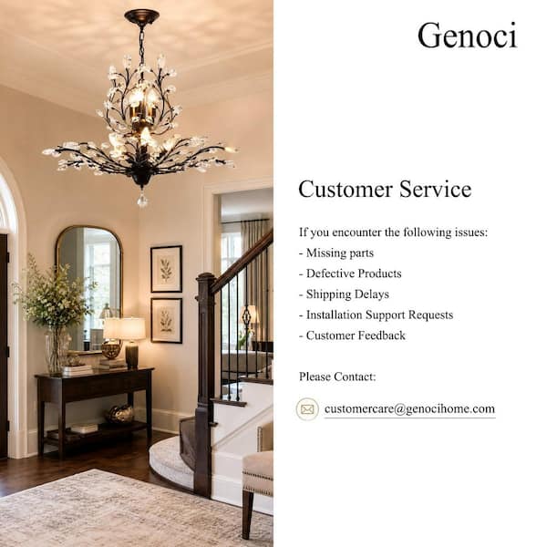 Genoci 8-Light Black Dimmable Empire Chandelier for Living Room