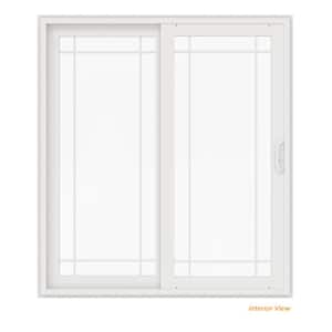 72 in. x 80 in. V-4500 White Vinyl Left-Hand 9 Lite Sliding Patio Door