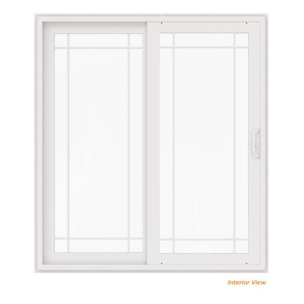 72 in. x 80 in. V-4500 White Vinyl Left-Hand 9 Lite Sliding Patio Door