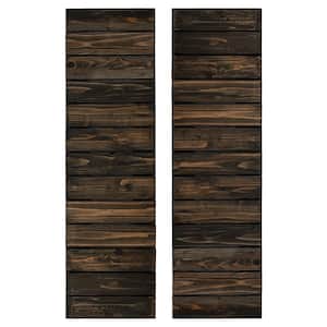 14 in. x 36 in. Wood Horizontal Slat Board and Batten Shutters Pair in Slate Black