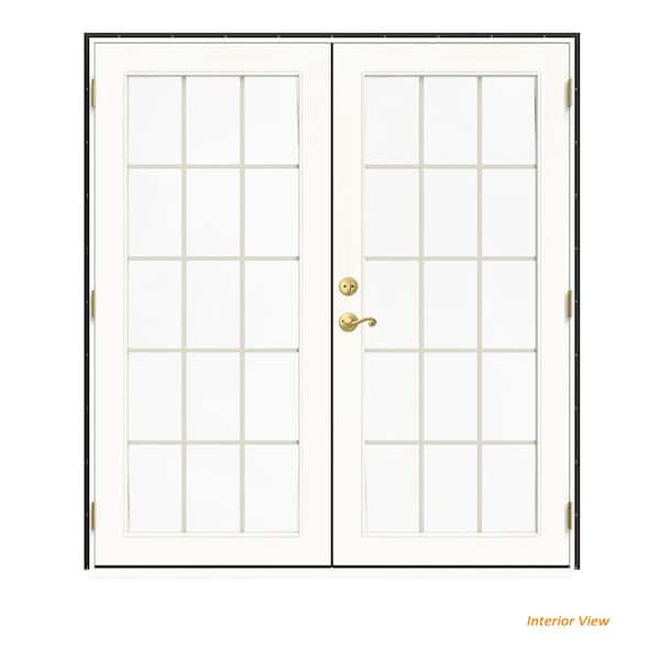 JELD-WEN 72 in. x 80 in. W-2500 Bronze Clad Wood Left-Hand 15 Lite French Patio Door w/White Paint Interior
