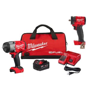 M18 FUEL 18V Lithium-Ion Brushless Cordless 1/2 in. & 3/8 in. Impact Wrench w/Friction Ring Kit w/5.0 Ah Battery