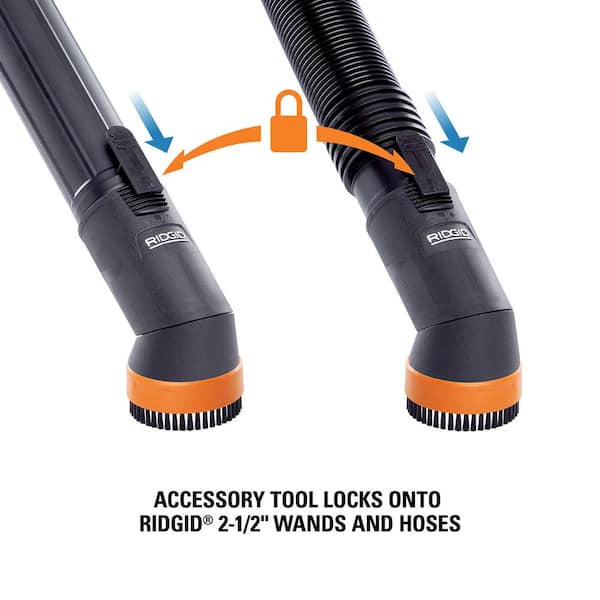 RIDGID - 2-1/2 in. NXT Max Locking Rotating Dusting Brush Accessory Shop Vacuum Attachment for RIDGID NXT Wet Dry Vacs