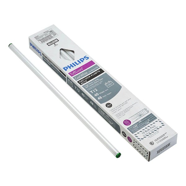 Philips 40-Watt4 ft. Tuff Guard Linear T12 Fluorescent Tube Light Bulb, Cool White (4100K) (10-Pack)