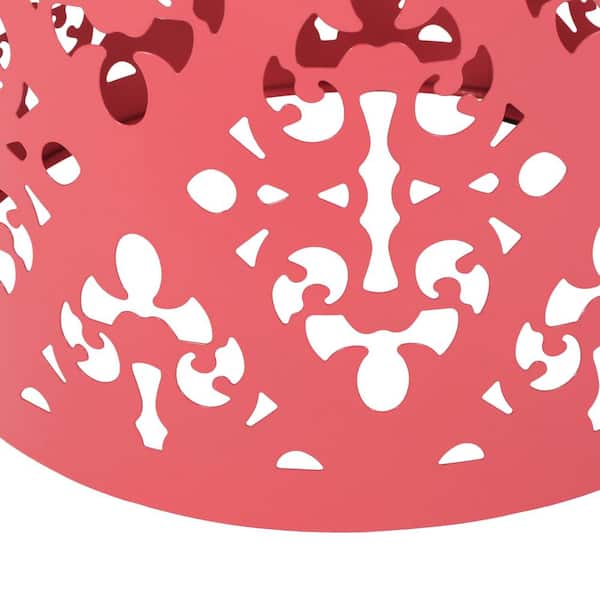 Sudzendf Outdoor Metal End Table with Floral Pattern and