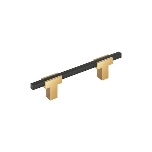 Urbanite 3-3/4 in. (96 mm) Center-to-Center Modern Champagne Bronze/Matte Black Bar Cabinet Pull