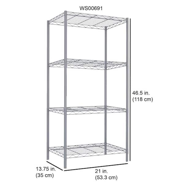 Home Basics Wire Heavy Duty 3-Tier Utility Shelving Unit (21-in W x  13.75-in D x 32-in H), Black