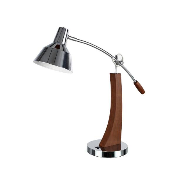 Reviews For Aspen Creative Corporation 26 In Chrome Desk Lamp With Metal Shade And Wood Accents Pg 1 The Home Depot Chrome Desk Lamp With Metal Shade, Home Depot Canada Desk Lamps