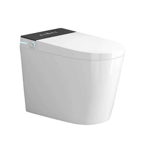 Elongated Bidet Toilet 1.28 GPF in White with Auto Open Auto Flush, Heated Seat, Instant Warm Air Dryer