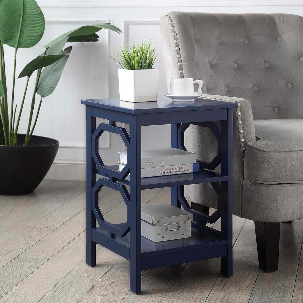 Cobalt Blue Omega Rectangular End Table with Octagon Cutouts