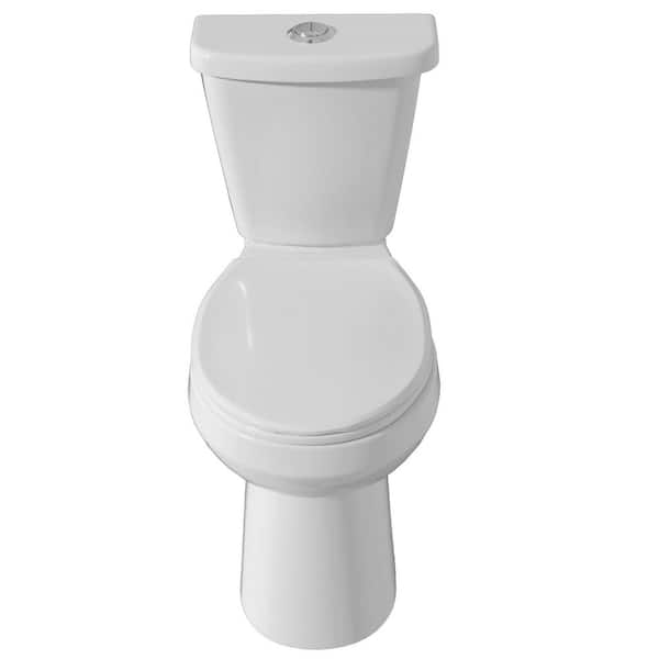 HOMLYLINK Chair Height Dual Flush 1.0/1.28 GPF Round 17 in Toilet 2-Piece Toilet in White with Soft Close Seat 12 in Rough-In