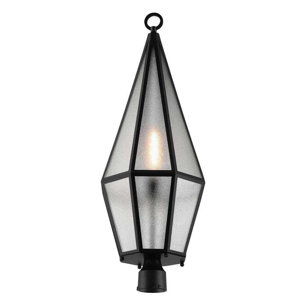 Peninsula Matte Black Art Glass Outdoor Post Lantern