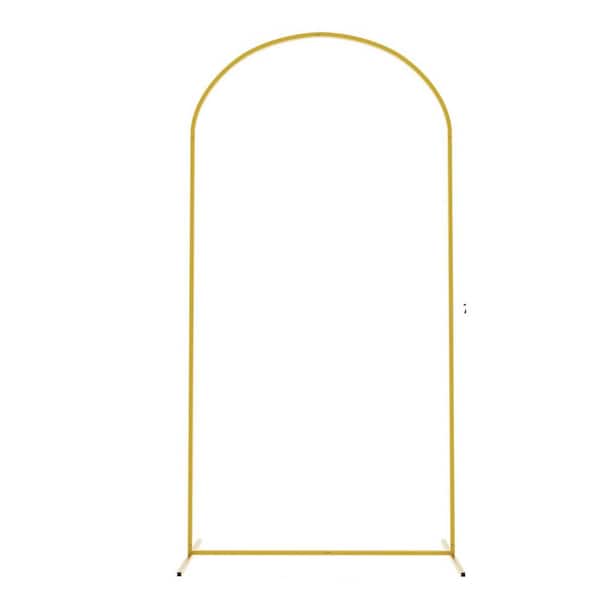 7.2 ft. Metal Wedding Arch Backdrop Stand with White Spandex Cover for Ceremony Bridal Baby Shower Event Decor